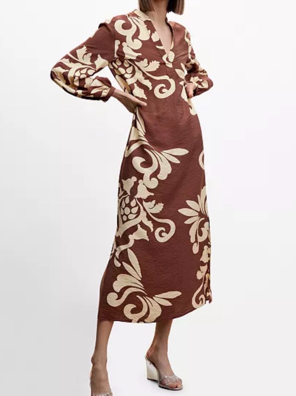 Mango Women's Printed Cut-Out Detail Dress